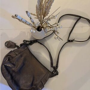 Elegant Silver gray  Michael Kor cross body Leather Shoulder Bag